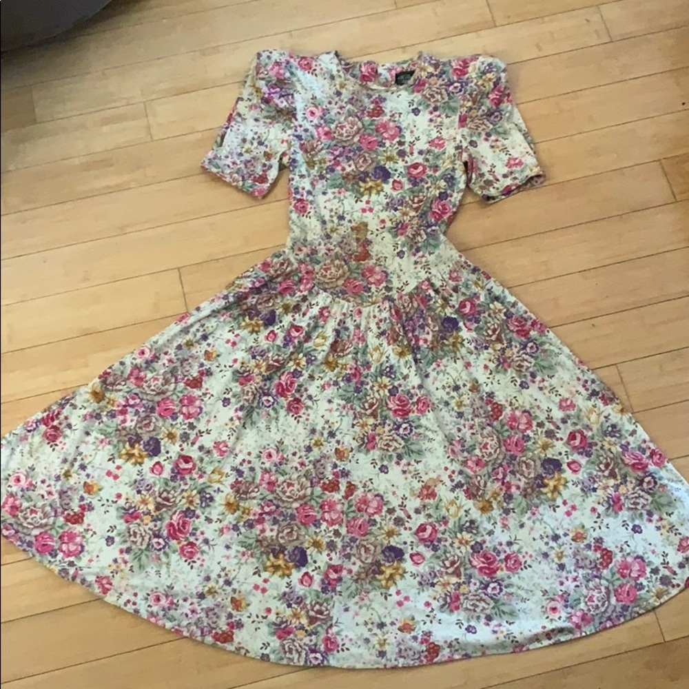 VTG 80s All That Jazz Drop Waist Flower Bouquets - Picture 3 of 8